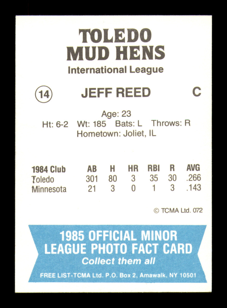 Jeff Reed Autographed 1985 TCMA Rookie Card #14 Toledo Mud Hens SKU #248416