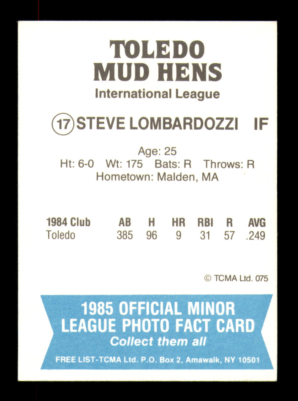 Steve Lombardozzi Autographed 1985 TCMA Rookie Card #17 Toledo Mud Hens SKU #248417