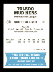 Scott Ullger Autographed 1985 TCMA Card #18 Toledo Mud Hens SKU #248418