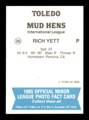Rich Yett Autographed 1985 TCMA Rookie Card #30 Toledo Mud Hens SKU #248419