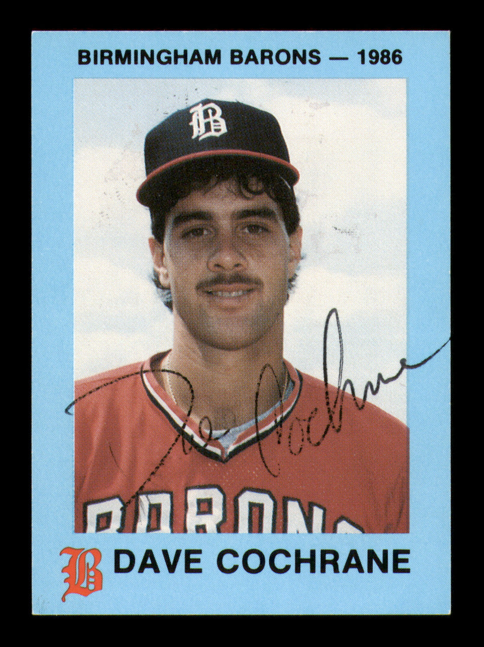 Dave Cochrane Autographed 1986 Sun Belt Rookie Card #11 Birmingham Barons SKU #248423