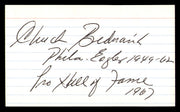 Chuck Bednarik Autographed 3x5 Index Card Philadelphia Eagles "1949-62 HOF 1967" SKU #248468