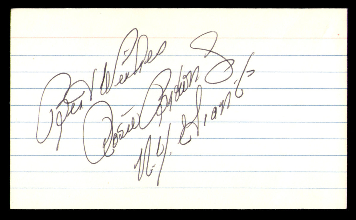 Roosevelt Rosie Brown Autographed 3x5 Index Card New York Giants "Best Wishes" SKU #248471