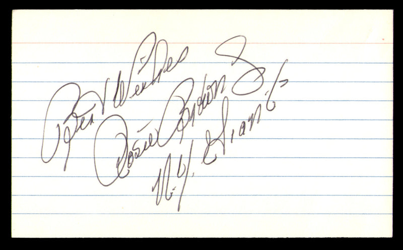 Roosevelt Rosie Brown Autographed 3x5 Index Card New York Giants "Best Wishes" SKU #248471