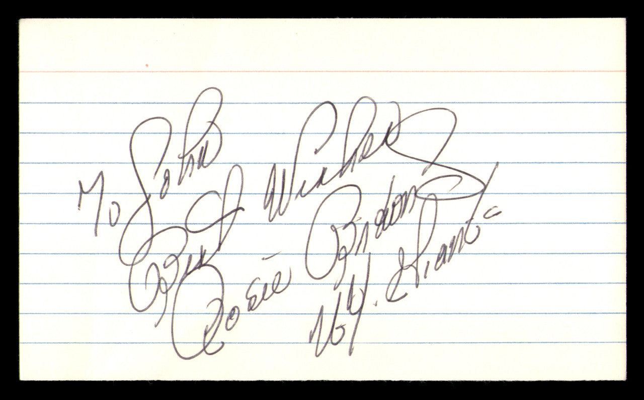 Roosevelt Rosie Brown Autographed 3x5 Index Card New York Giants "To John" SKU #248472