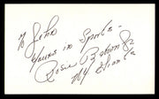 Roosevelt Rosie Brown Autographed 3x5 Index Card New York Giants "To John" SKU #248473