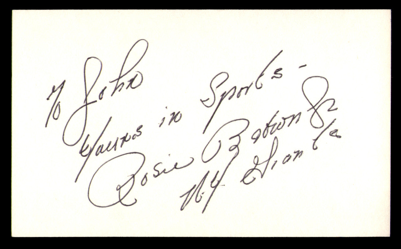Roosevelt Rosie Brown Autographed 3x5 Index Card New York Giants "To John" SKU #248473