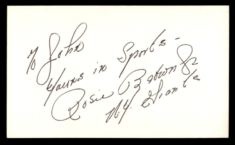 Roosevelt Rosie Brown Autographed 3x5 Index Card New York Giants "To John" SKU #248473