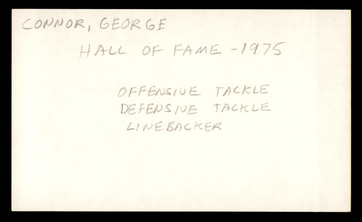 George Connor Autographed 3x5 Index Card Chicago Bears SKU #248482
