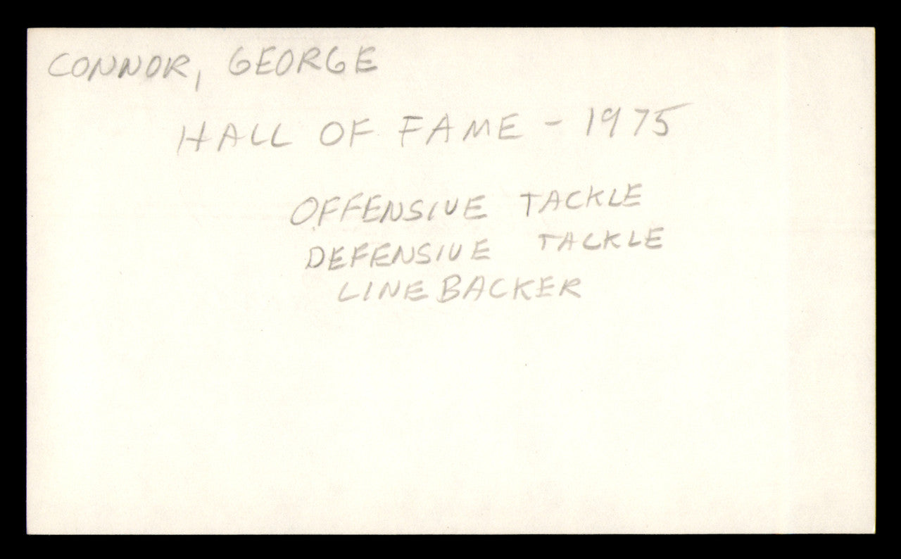 George Connor Autographed 3x5 Index Card Chicago Bears SKU #248483
