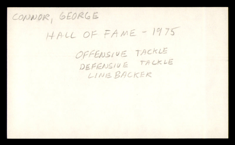 George Connor Autographed 3x5 Index Card Chicago Bears SKU #248483