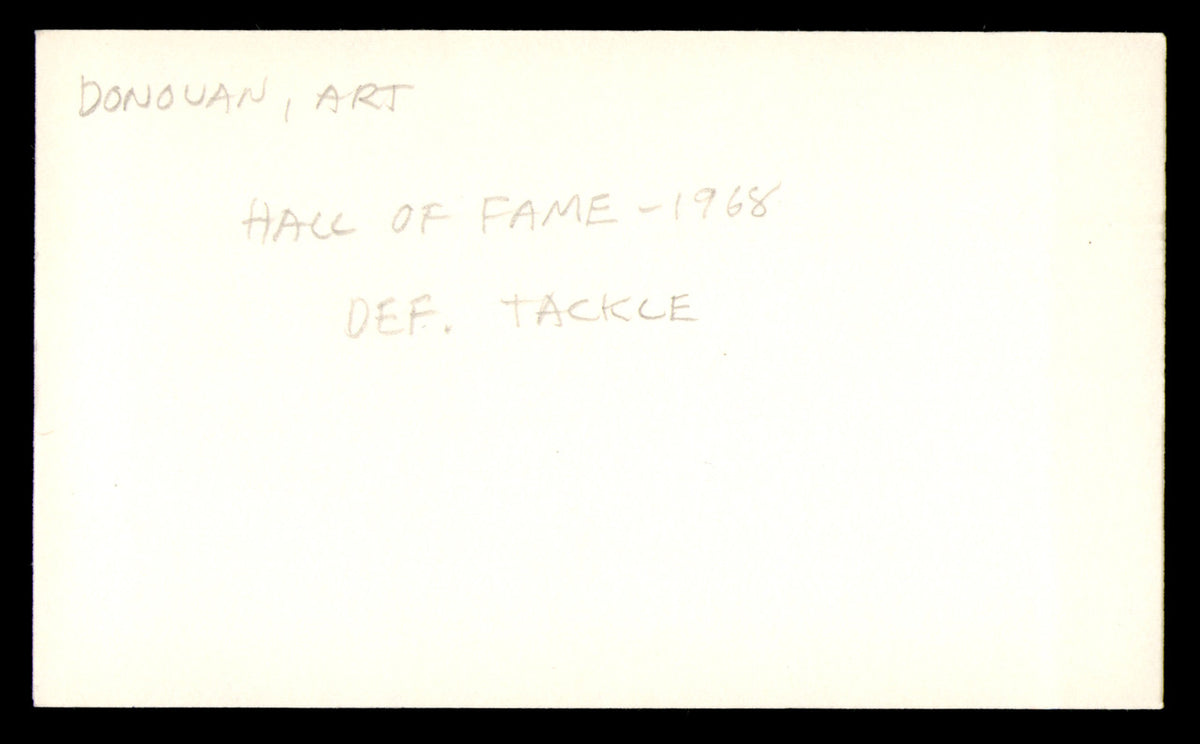 Art Donovan Autographed 3x5 Index Card Baltimore Colts SKU #248488