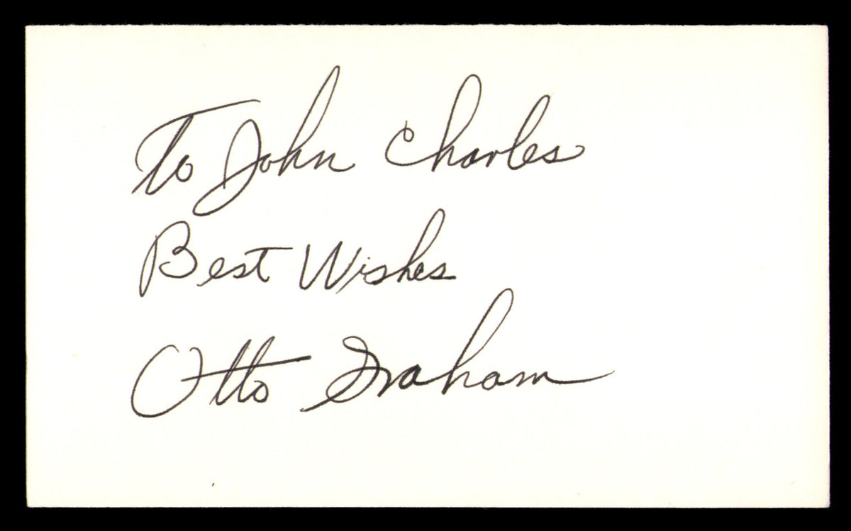 Otto Graham Autographed 3x5 Index Card Cleveland Browns "To John" SKU #248498
