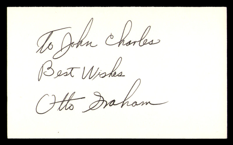 Otto Graham Autographed 3x5 Index Card Cleveland Browns "To John" SKU #248498