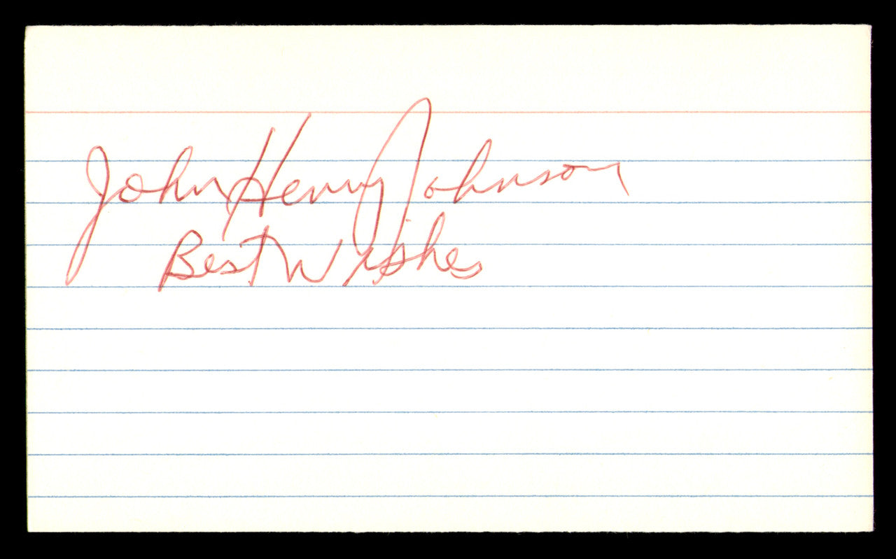 John Henry Johnson Autographed 3x5 Index Card Pittsburgh Steelers "Best Wishes" SKU #248517