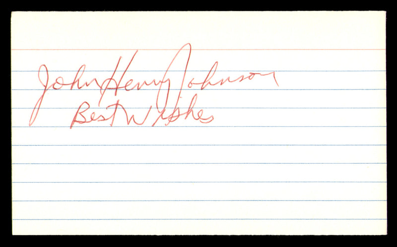 John Henry Johnson Autographed 3x5 Index Card Pittsburgh Steelers "Best Wishes" SKU #248517