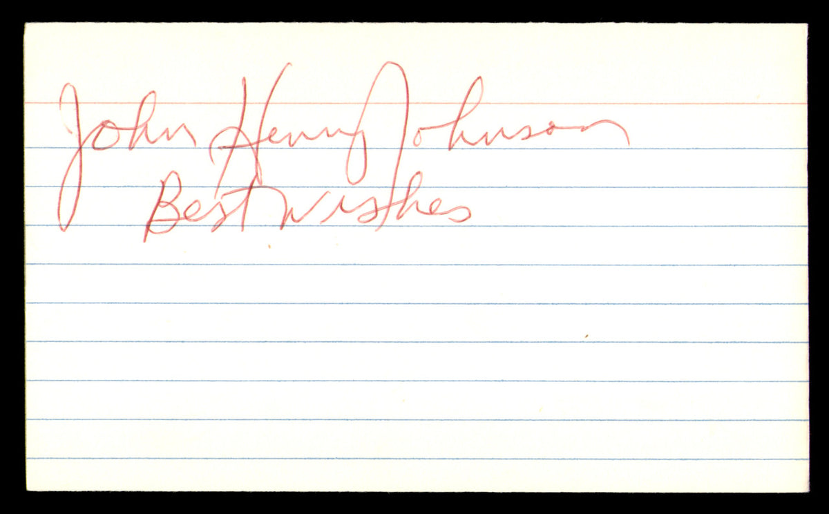 John Henry Johnson Autographed 3x5 Index Card Pittsburgh Steelers "Best Wishes" SKU #248518