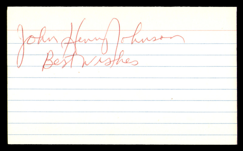 John Henry Johnson Autographed 3x5 Index Card Pittsburgh Steelers "Best Wishes" SKU #248518