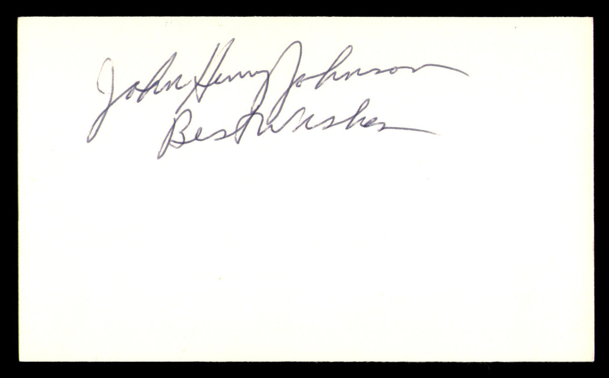 John Henry Johnson Autographed 3x5 Index Card Pittsburgh Steelers "Best Wishes" SKU #248520