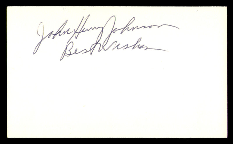 John Henry Johnson Autographed 3x5 Index Card Pittsburgh Steelers "Best Wishes" SKU #248520