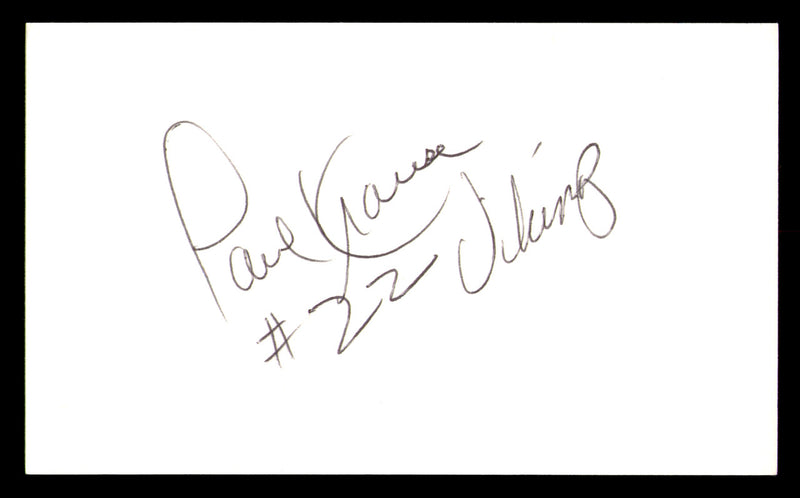 Paul Krause Autographed 3x5 Index Card Minnesota Vikings SKU #248521