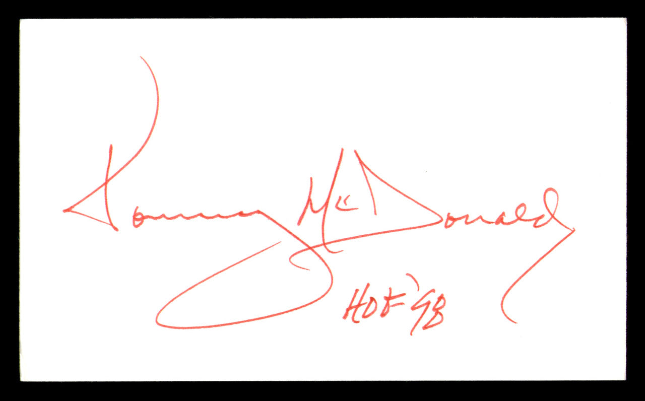 Tommy McDonald Autographed 3x5 Index Card Philadelphia Eagles "HOF 98" SKU #248525