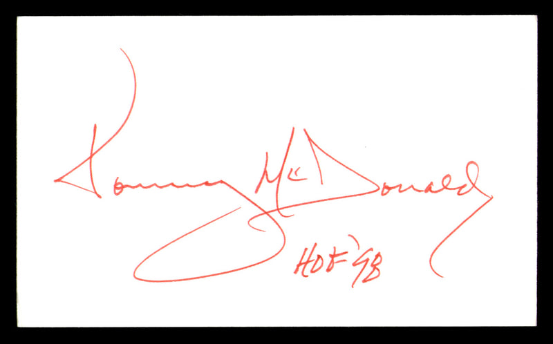 Tommy McDonald Autographed 3x5 Index Card Philadelphia Eagles "HOF 98" SKU #248525