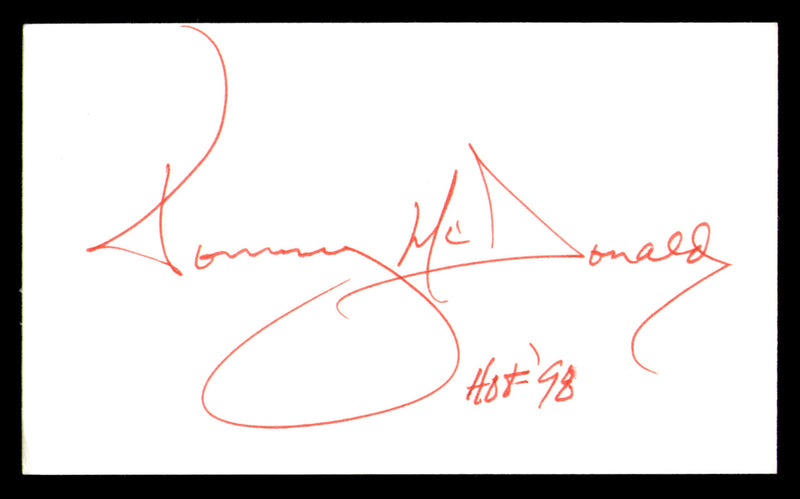 Tommy McDonald Autographed 3x5 Index Card Philadelphia Eagles "HOF 98" SKU #248526