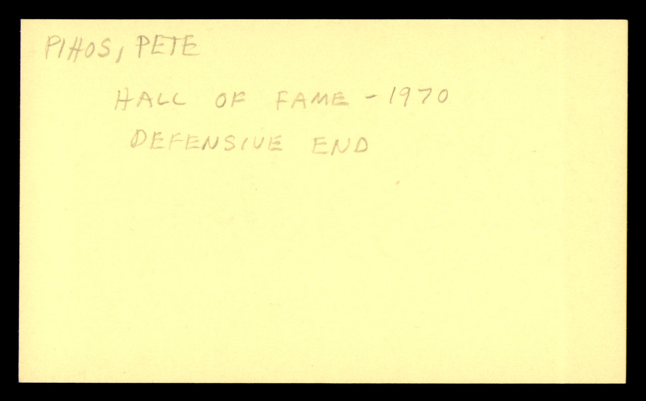 Pete Pihos Autographed 3x5 Index Card Philadelphia Eagles SKU #248544