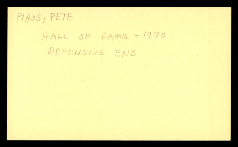 Pete Pihos Autographed 3x5 Index Card Philadelphia Eagles SKU #248544
