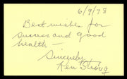 Ken Strong Autographed 3x5 Index Card New York Giants SKU #248564