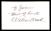 Willie Wood Autographed 3x5 Index Card Green Bay Packers "To John" SKU #248585