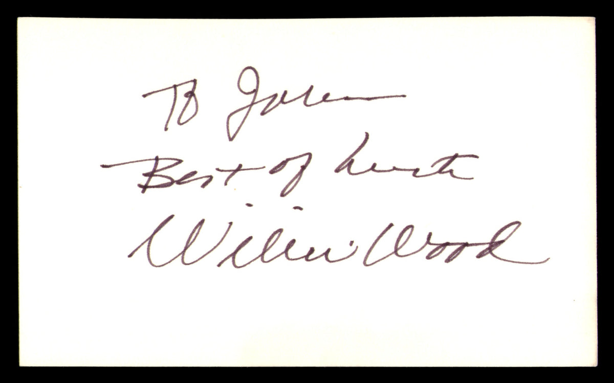 Willie Wood Autographed 3x5 Index Card Green Bay Packers "To John" SKU #248585