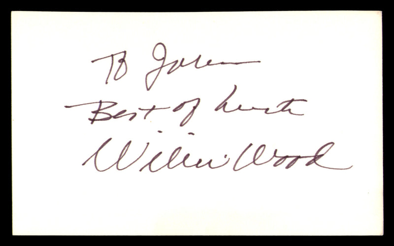 Willie Wood Autographed 3x5 Index Card Green Bay Packers "To John" SKU #248585