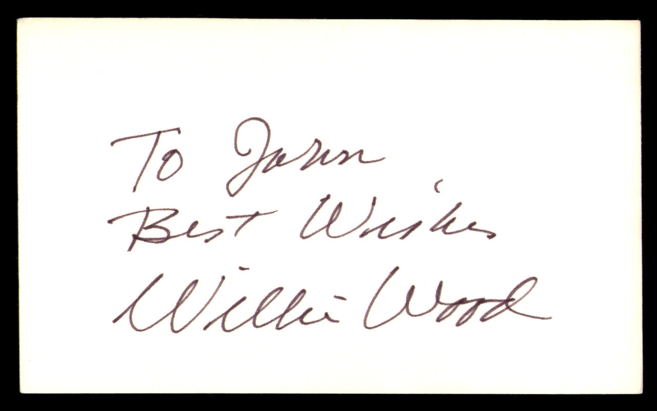 Willie Wood Autographed 3x5 Index Card Green Bay Packers "To John" SKU #248586