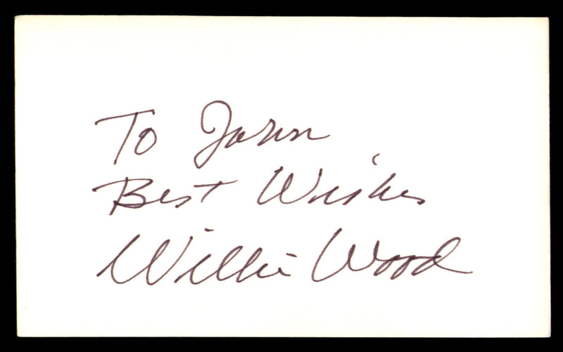 Willie Wood Autographed 3x5 Index Card Green Bay Packers "To John" SKU #248586