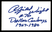 Rayfield Wright Autographed 3x5 Index Card Dallas Cowboys SKU #248587