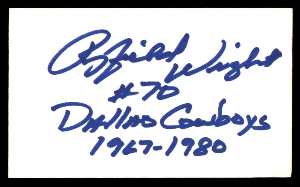 Rayfield Wright Autographed 3x5 Index Card Dallas Cowboys SKU #248587