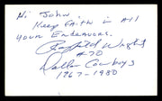 Rayfield Wright Autographed 3x5 Index Card Dallas Cowboys "To John" SKU #248588