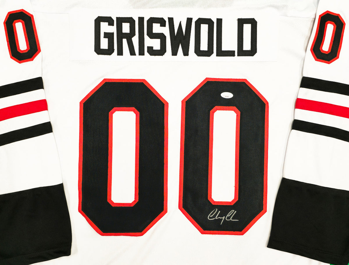 Christmas Vacation Chevy Chase Autographed White Jersey JSA Stock #230658