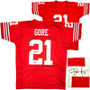 San Francisco 49ers Frank Gore Autographed Red Jersey Beckett BAS Witness Stock #231918