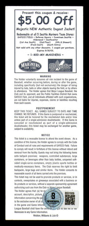Joe Torre Autographed August 17th, 2001 New York Yankees 2.5x6 Ticket Stub vs. Seattle Mariners Beckett BAS QR #BS31939