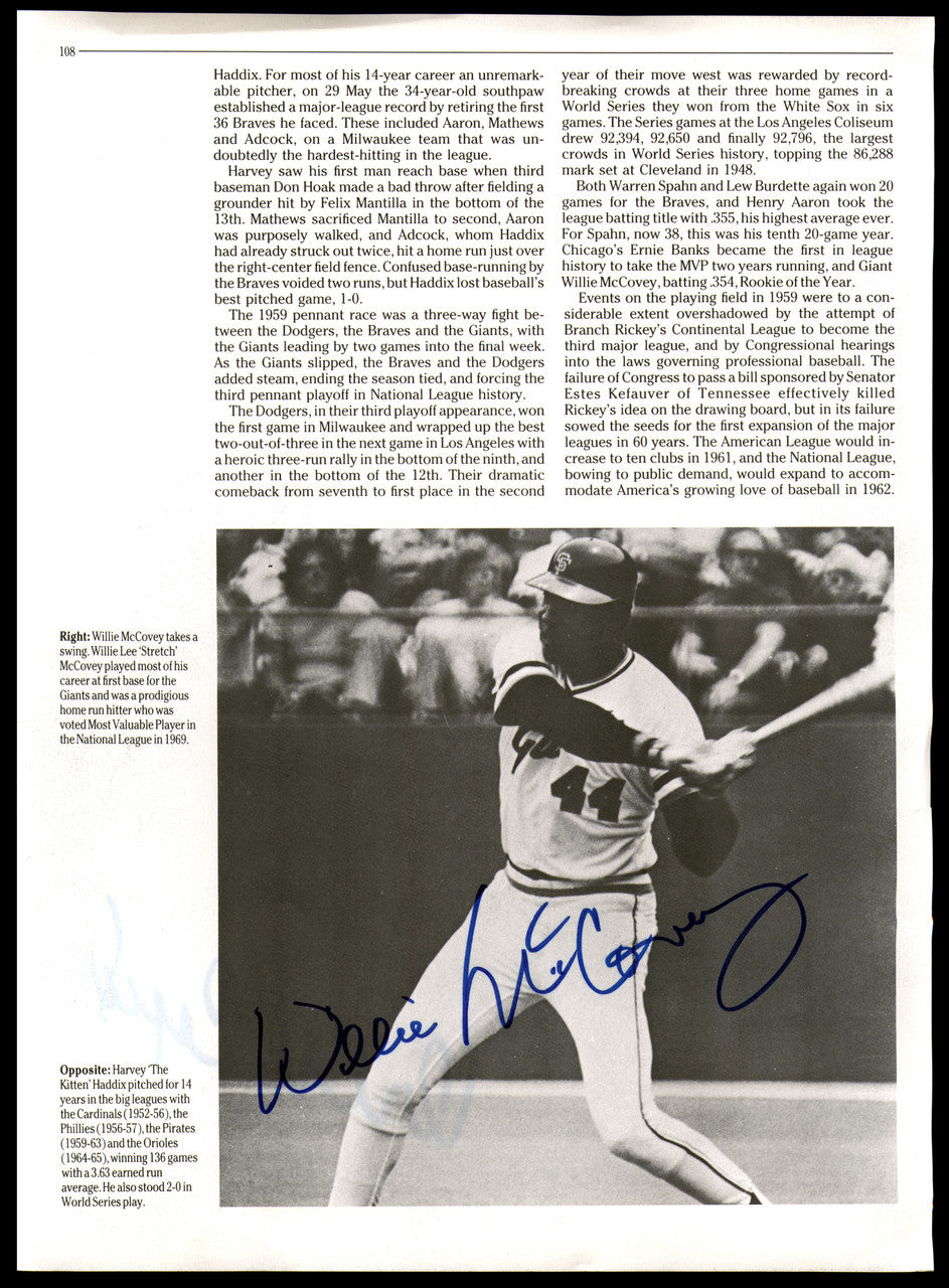 Willie McCovey & Orlando Cepeda Autographed 9x12 Magazine Page Photo San Francisco Giants SKU #248686