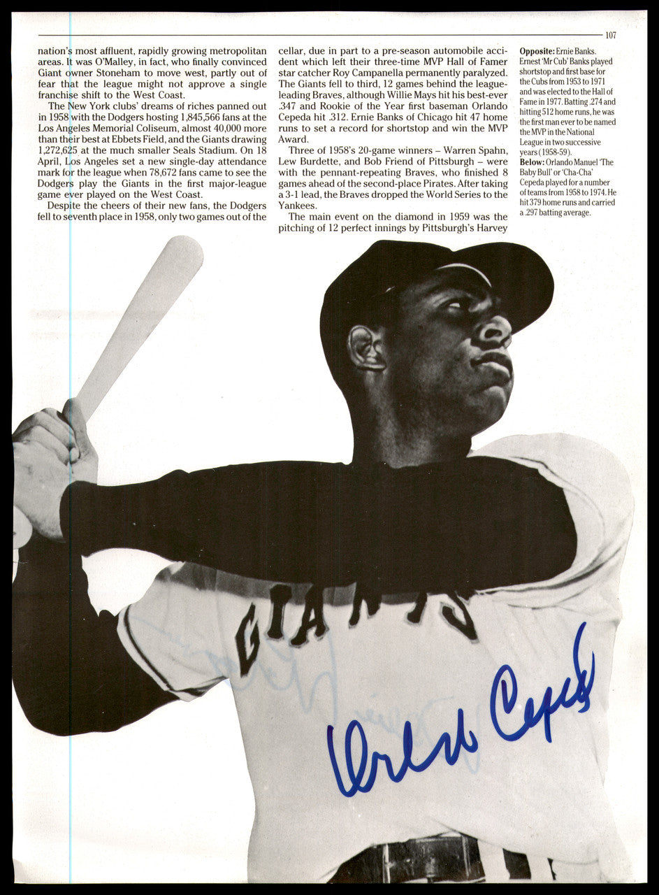 Willie McCovey & Orlando Cepeda Autographed 9x12 Magazine Page Photo San Francisco Giants SKU #248686
