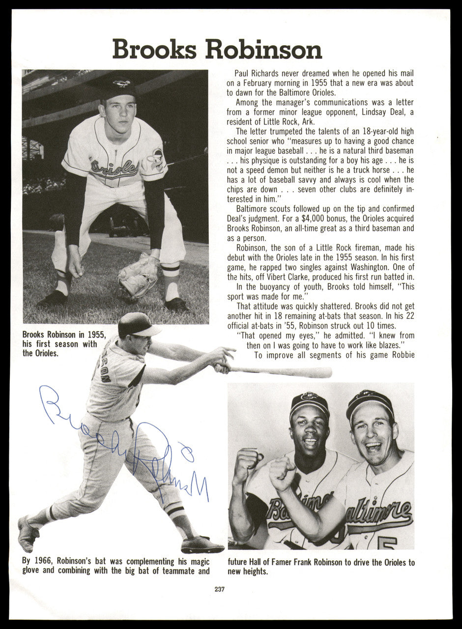 Brooks Robinson Autographed 8x11 Magazine Page Photo Baltimore Orioles SKU #248689