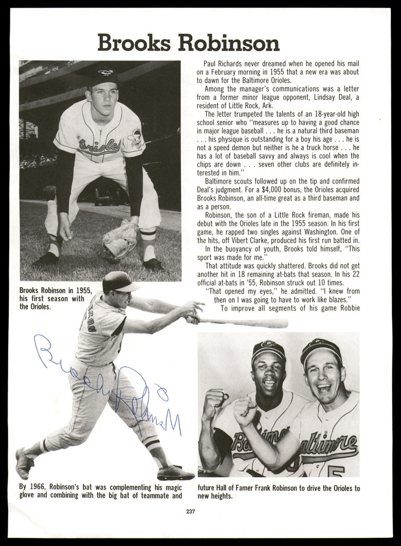 Brooks Robinson Autographed 8x11 Magazine Page Photo Baltimore Orioles SKU #248689