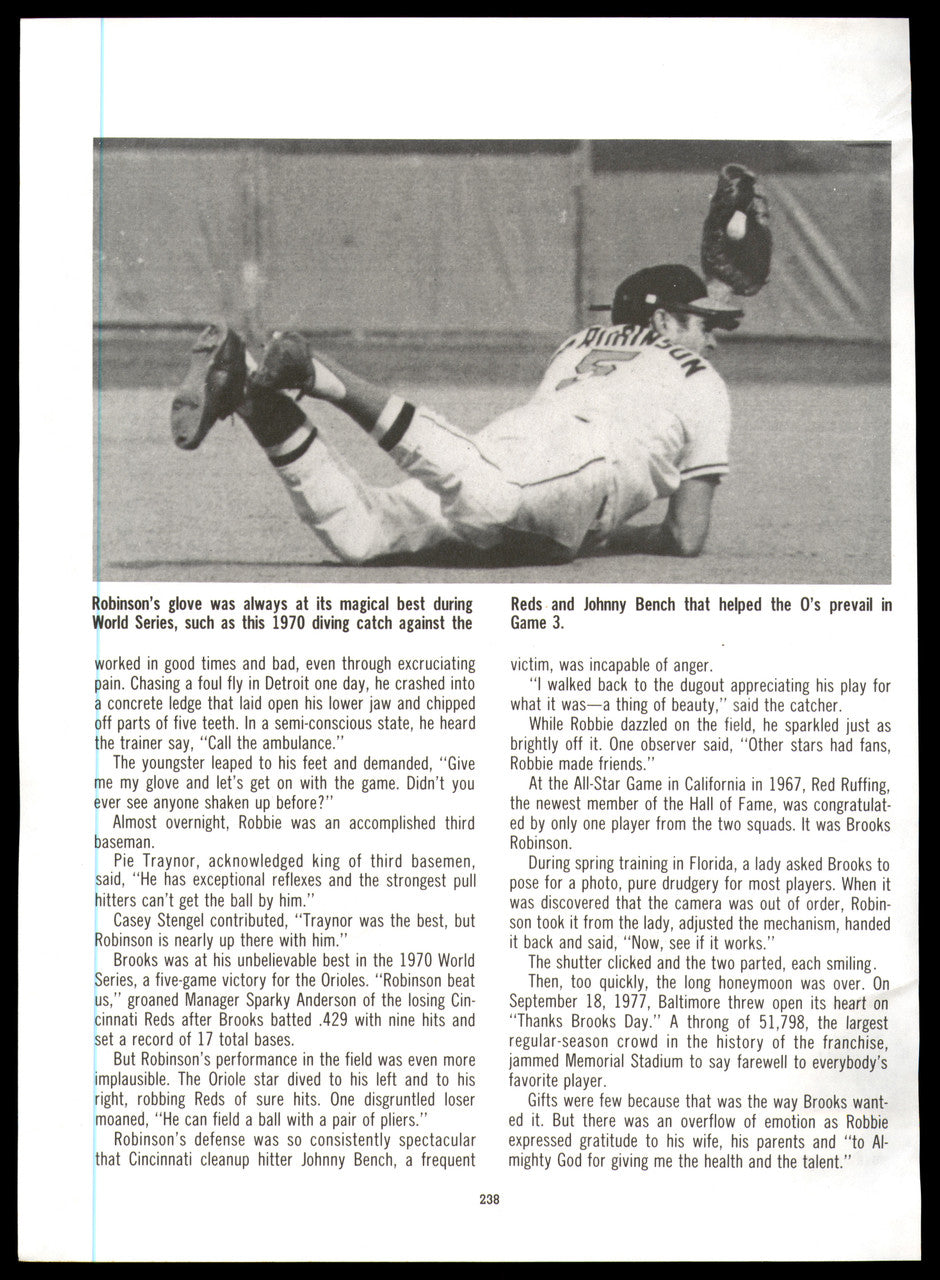 Brooks Robinson Autographed 8x11 Magazine Page Photo Baltimore Orioles SKU #248689