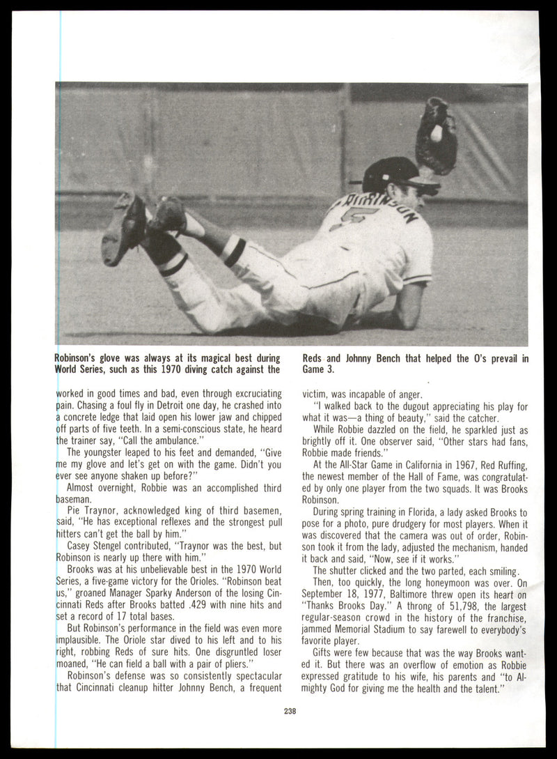Brooks Robinson Autographed 8x11 Magazine Page Photo Baltimore Orioles SKU #248689