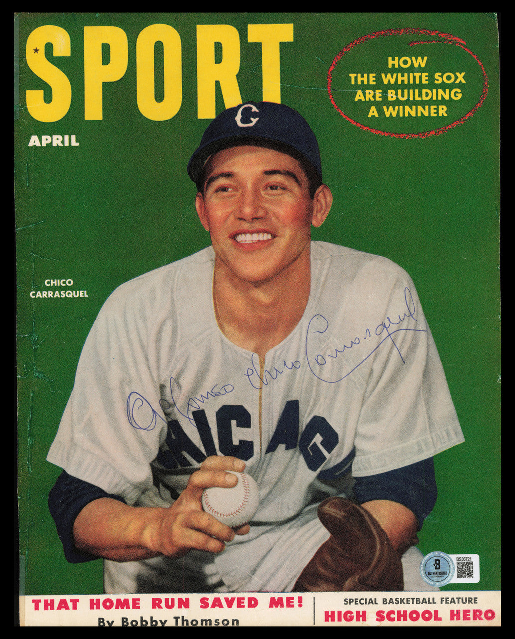 Chico Carrasquel Autographed Sport Magazine Cover Chicago White Sox Beckett BAS QR #BS36721