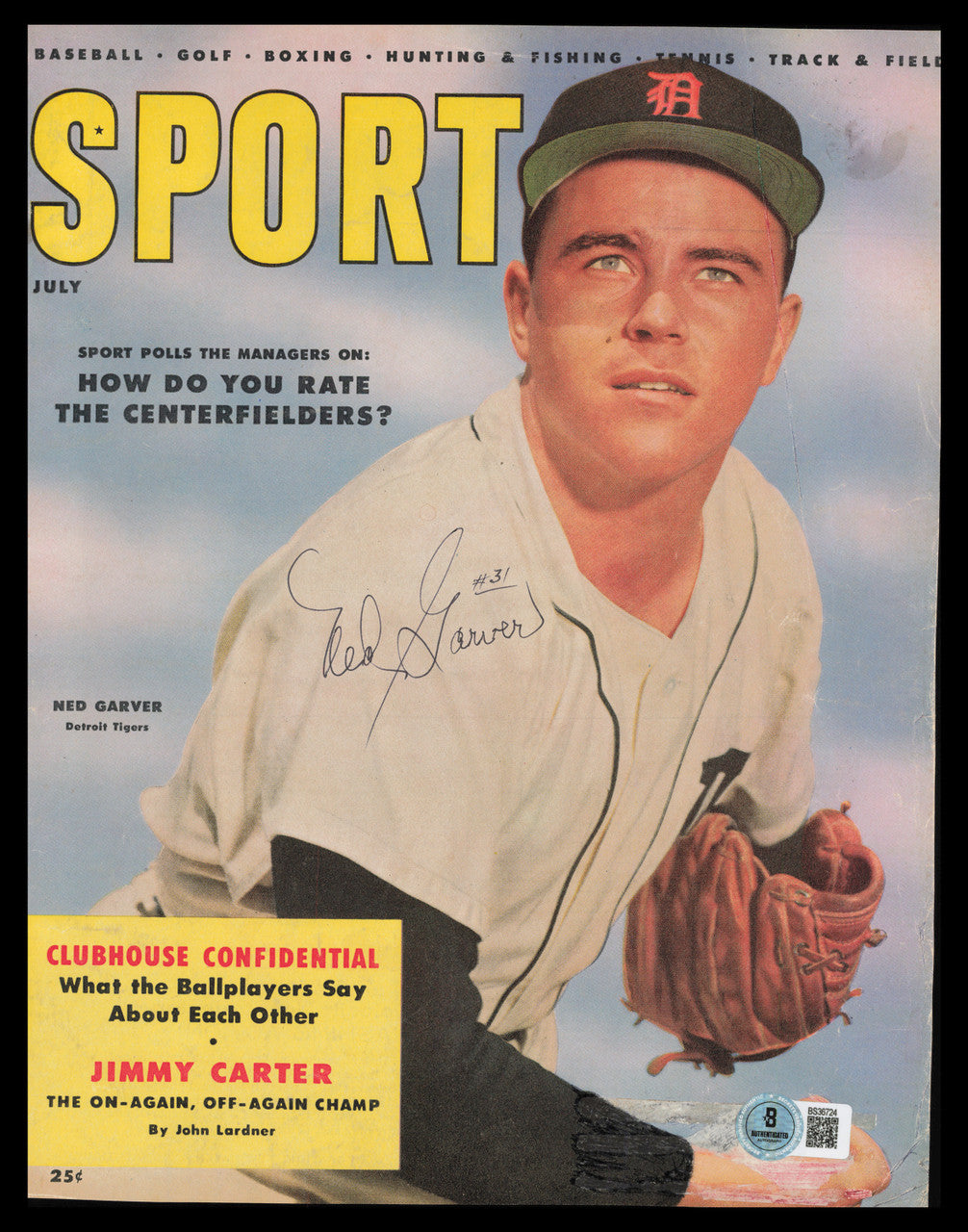 Ned Garver Autographed Sport Magazine Cover Detroit Tigers Beckett BAS QR #BS36724